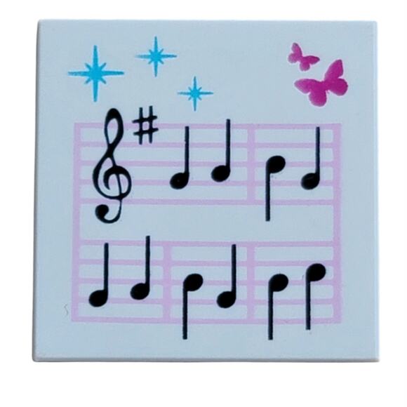 LEGO Music Notes Butterflies Tile 2x2 3068pb0589 Friends Disney Replacement Part - Picture 1 of 2